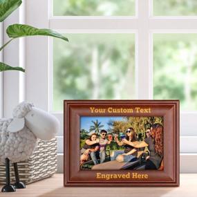 img 3 attached to Personalized Engraved Wood Picture Frame For 4X6 Photos - Hanging Or Tabletop Display Options