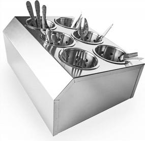 img 1 attached to Organize Your Utensils with our Commercial Stainless Steel 6-Hole Cylinder Flatware Silverware Holder