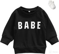 👶 adorable babe letter printed toddler infant baby clothes: long sleeve pullover sweatshirt, shirt, and sweater tops for fall winter logo