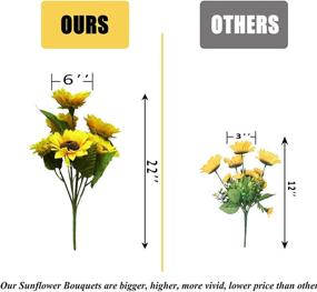img 1 attached to UKELER Large Artificial Sunflowers 6'' Fake Silk Sunflower Bouquets For Indoor Outdoor Decoration, Wedding Decoration, DIY Garden Decor, Party Decoration