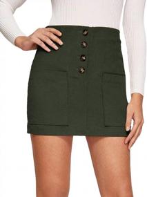 img 3 attached to Katiewens Women'S Casual A-Line High Waisted Bodycon Button Pocket Corduroy Mini Skirt