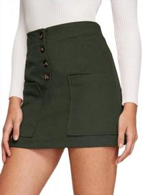 img 4 attached to Katiewens Women'S Casual A-Line High Waisted Bodycon Button Pocket Corduroy Mini Skirt