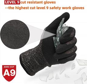 img 3 attached to Schwer Highest Level Cut Resistant Gloves For Extreme Protection, ANSI A9 Cutting Gloves With Sandy Nitrile Coated, Touch-Screen, Compatible, Durable, Machine Washable, Black Pro 1 Pair