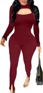 ribbed two-piece bodycon club jumpsuit with spaghetti straps and long sleeves for women - sexy outfit logo