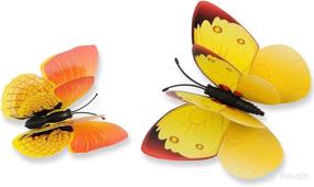 img 1 attached to 🦋 DAGOU Mixed Set of 12PCS 3D Pink Butterfly Wall Stickers - Vibrant Yellow Decor Art Decorations for Your Walls