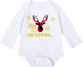 img 2 attached to My First Christmas Outfit Set For Baby Girls With Long Sleeve Bodysuit