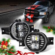 cowone led fog lights with white drl compatible with dodge ram 1500 ram 2500 3500 durango pickup truck 2002-2009 fog lamps replacement black - pair logo