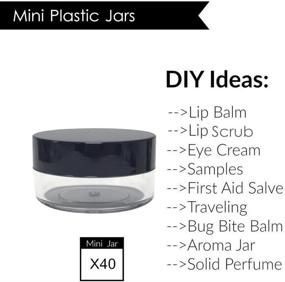 img 2 attached to 💄 40-Piece Round Clear Empty Container Jars with Black Screw Lids - Ideal for Lip Balms and Makeup Samples, BPA Free - 10g/10ml Size, Bulk Pack (Black)