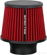 🔴 spectre performance universal clamp-on air filter: high performance, washable round tapered filter, 3-inch (76 mm) flange id, 6.5-inch (165 mm) height, 6-inch (152 mm) base, 4.75-inch (121 mm) top, spe-9132, red логотип