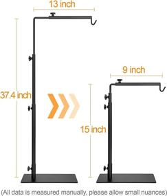 img 3 attached to Adjustable Reptile Heat Lamp Stand - 15 to 37.4 Inch Metal Terrarium Light Holder for Porcelain, Deep Dome or Wire Clamp Fixtures - Floor Lamp Bracket with Heating Light Hanger