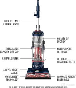 img 3 attached to 🐾 Hoover MAXLife Pet Max Complete Bagless Upright Vacuum Cleaner for Carpet and Hard Floors, UH74110 in Blue Pearl