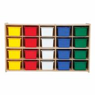 get organized with sprogs 20-tray wooden cubby/storage unit - colorful trays - easy assembly - spg-70933 logo
