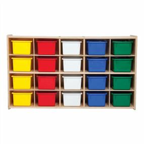 img 1 attached to Get Organized With Sprogs 20-Tray Wooden Cubby/Storage Unit - Colorful Trays - Easy Assembly - SPG-70933
