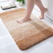 soft and absorbent microfiber luxury bathroom rug mat - non-slip plush shaggy bath carpet for tub and shower, machine washable - beige, 16x24 inches logo