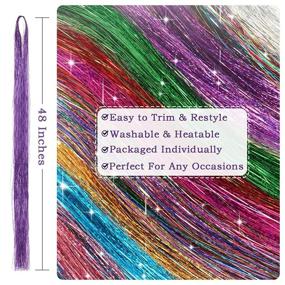 img 2 attached to BARSDAR Hair Tinsel Kit, 16 Colors Strands Shiny Tinsel Hair Extensions Fairy Glitter Sparkling Hair With Tools For Women Colorful Hair Highlights For Christmas Halloween Cosplay Party (16 Colors, 3200 Strands)