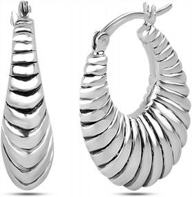 img 3 attached to 925 Sterling Silver Lightweight Shrimp Hoop Earrings For Women - LeCalla Click-Top Design