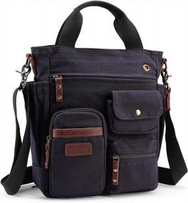 img 4 attached to Стильная и функциональная винтажная сумка-мессенджер из парусины для мужчин от XINCADA