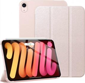 img 4 attached to Supveco IPad Mini 6 Case 8.3 Inch 2021, Slim Shiny Trifold Stand Smart IPad Mini 6Th Generation Cover [Supports The 2Nd Gen Pencil Charging], Hard PC Back Shell For IPad Mini 6Th Gen, Pink