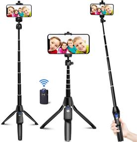 img 4 attached to 🤳 Enhanced 40-Inch Extendable Selfie Stick Tripod with Wireless Remote Shutter - Compatible with iPhone 13, Samsung Galaxy S22, and More!