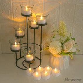 img 2 attached to Neween Flameless Tea Lights Candles, Realistic Flickering LED Tea Lights Battery Operated Electric Candles With Timer In Warm White For Wedding, Christmas, Halloween, Thanksgiving