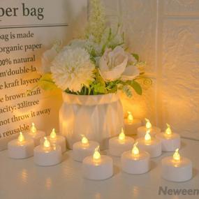 img 1 attached to Neween Flameless Tea Lights Candles, Realistic Flickering LED Tea Lights Battery Operated Electric Candles With Timer In Warm White For Wedding, Christmas, Halloween, Thanksgiving