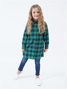 img 1 attached to Sleeve Button Cotton Flannel Green Girls' Clothing - Tops, Tees & Blouses