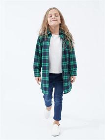 img 2 attached to Sleeve Button Cotton Flannel Green Girls' Clothing - Tops, Tees & Blouses