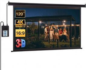 img 4 attached to 120-дюймовый электрический моторизованный экран проектора - Excelvan 16: 9 1,2 усиление HD в помещении с дистанционным управлением для дома / собрания / школы / вечеринки / свадьбы.