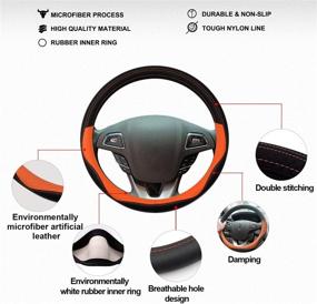 img 3 attached to 🚗 Enhance Your Driving Experience with WinPower Car Steering Wheel Cover - Microfiber Leather, Universal Fit, 15 inch - Ideal for Car, Truck, SUV (Orange)