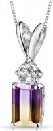 peora ametrine with genuine diamond pendant in 14 karat white gold, elegant solitaire, radiant cut, 7x5mm, 1 carat total logo