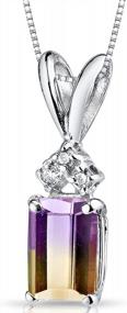 img 4 attached to Peora Ametrine With Genuine Diamond Pendant In 14 Karat White Gold, Elegant Solitaire, Radiant Cut, 7X5Mm, 1 Carat Total