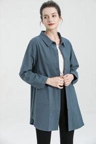 img 2 attached to 👚 Stylish and Functional: Minibee Women's Linen Button Down Long Tunic Tops Plus Size Blouse with Pockets