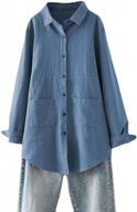 👚 stylish and functional: minibee women's linen button down long tunic tops plus size blouse with pockets логотип