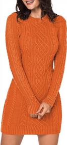 img 2 attached to Women'S Slim Fit Cable Knit Long Sleeve Sweater Dress By LaSuiveur