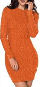 img 4 attached to Women'S Slim Fit Cable Knit Long Sleeve Sweater Dress By LaSuiveur