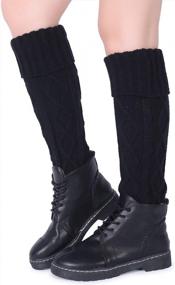 img 2 attached to Warm Up In Style: Pareberry Women'S Cable-Knit Footless Leg Warmers For Winter