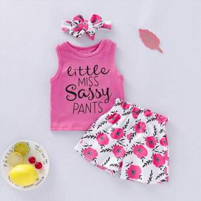 img 2 attached to 3 Pcs Infant Baby Girl Clothes Sets: Sleeveless Tank Tops, Flower Pant & Headband Outfits For Toddlers