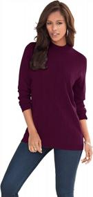 img 4 attached to Plus Size Women'S Fine Gauge Drop Needle Mockneck Sweater By Roamans
