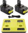 power up your ryobi tools with energup 2pack 6.0ah p108 18v lithium battery and dual chemistry charger logo
