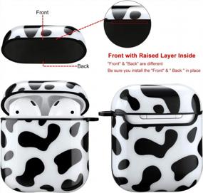 img 2 attached to Protect Your Airpods In Style With Hamile Cute Cover - Black Cow Pattern For Girls, Women, And Boys - Compatible With Apple Airpod 2 & 1 - Portable Keychain Accessories Included