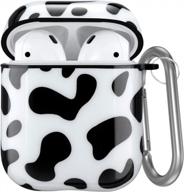 protect your airpods in style with hamile cute cover - black cow pattern for girls, women, and boys - compatible with apple airpod 2 & 1 - portable keychain accessories included логотип
