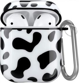 img 4 attached to Protect Your Airpods In Style With Hamile Cute Cover - Black Cow Pattern For Girls, Women, And Boys - Compatible With Apple Airpod 2 & 1 - Portable Keychain Accessories Included