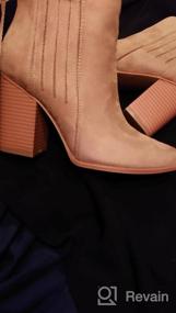 img 8 attached to Faux Leather Ankle Booties For Women With Stacked Block Heel, Pointed Toe, And Slip-On Design