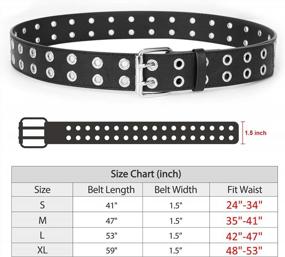 img 2 attached to SANSTHS 1.5 Inch PU Leather Punk Rock Metal Jeans Belts For Men And Women - Double Grommet