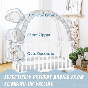 img 2 attached to 🛡️ Kylinton Crib Net: Ensure Baby's Safety with Pop-Up Tent! Protect from Climbing, Falls, & Bites - Grey, 28'' x 52''