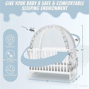 img 1 attached to 🛡️ Kylinton Crib Net: Ensure Baby's Safety with Pop-Up Tent! Protect from Climbing, Falls, & Bites - Grey, 28'' x 52''