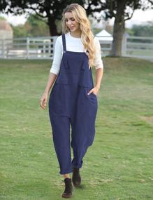 img 2 attached to Women'S Long Casual Loose Bib Overalls Jumpsuit With Pockets PV9