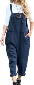 img 4 attached to Women'S Long Casual Loose Bib Overalls Jumpsuit With Pockets PV9