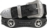 genuine full grain leather belt with western floral engraved conchos - 1-1/2"(38mm) wide, assembled in the u.s. logo