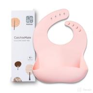 🍒 rain.b. baby silicone bib | soft & adjustable waterproof bib with food catcher | cherry blush | 1 pack логотип